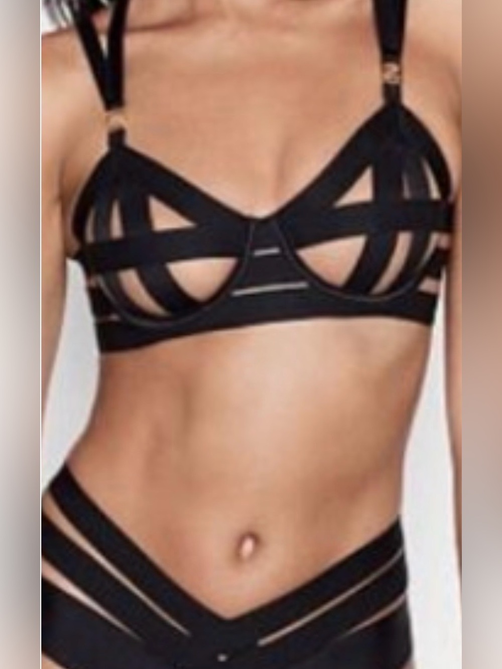 Victoria's Secret Black Strappy Cutout Underwire Bra